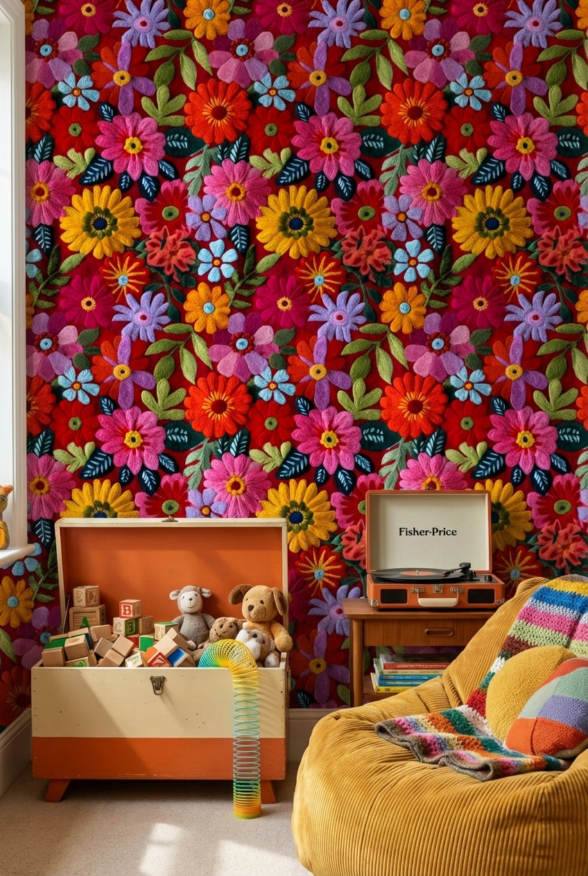 Floral Wallpaper Vibrant Eclectic Decorative Mural