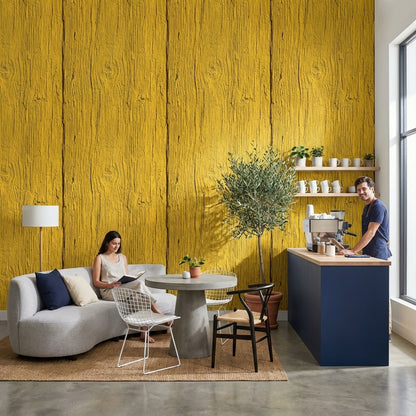 Wood Wallpaper Yellow Removable Texture Wall Mural