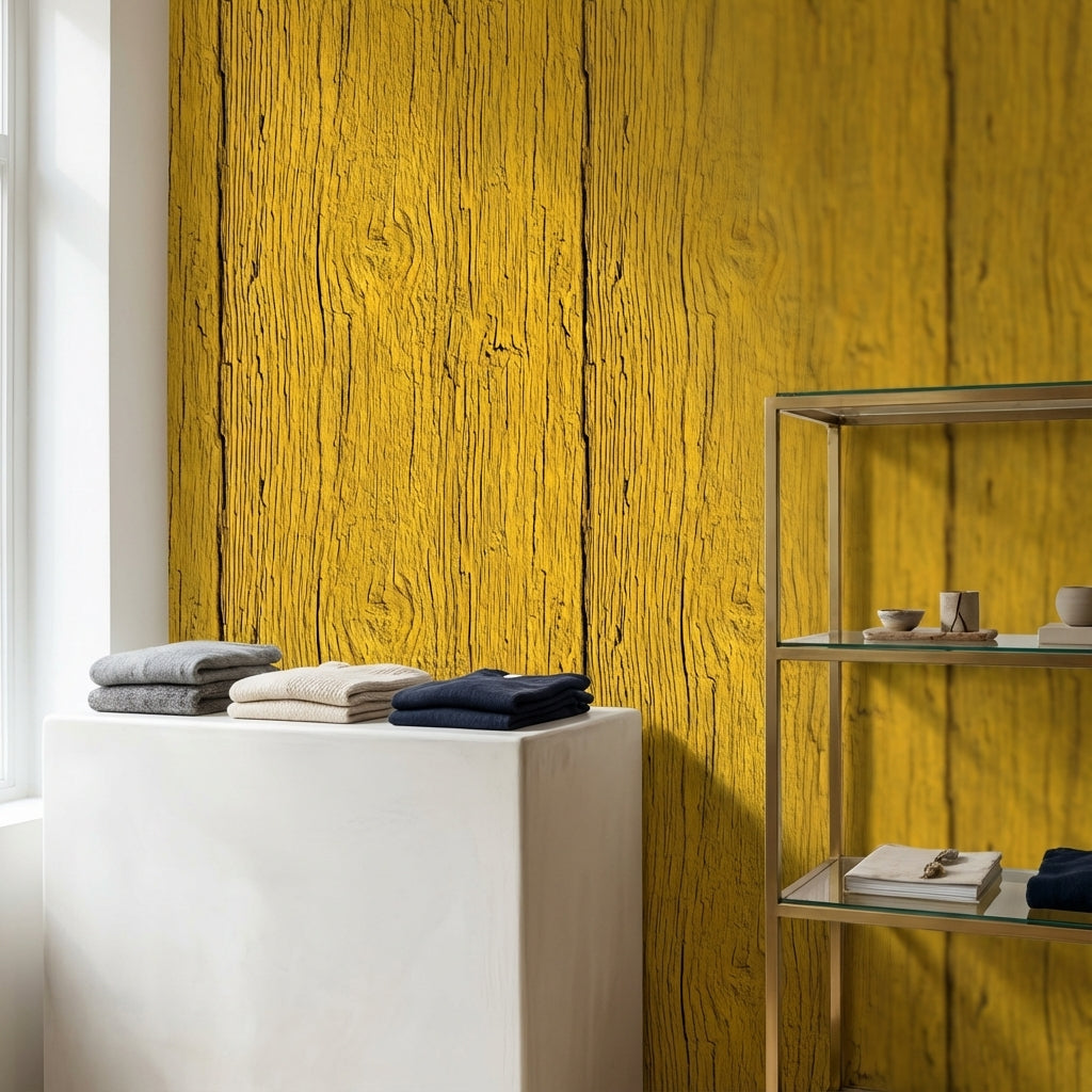 Wood Wallpaper Yellow Removable Texture Wall Mural