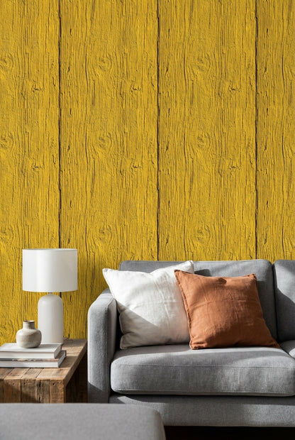 Wood Wallpaper Yellow Removable Texture Wall Mural