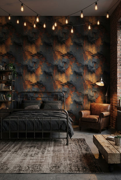 Industrial Texture Wallpaper Rust Dark Wall Mural