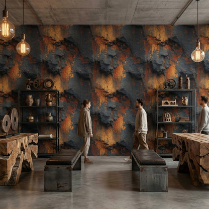 Industrial Texture Wallpaper Rust Dark Wall Mural