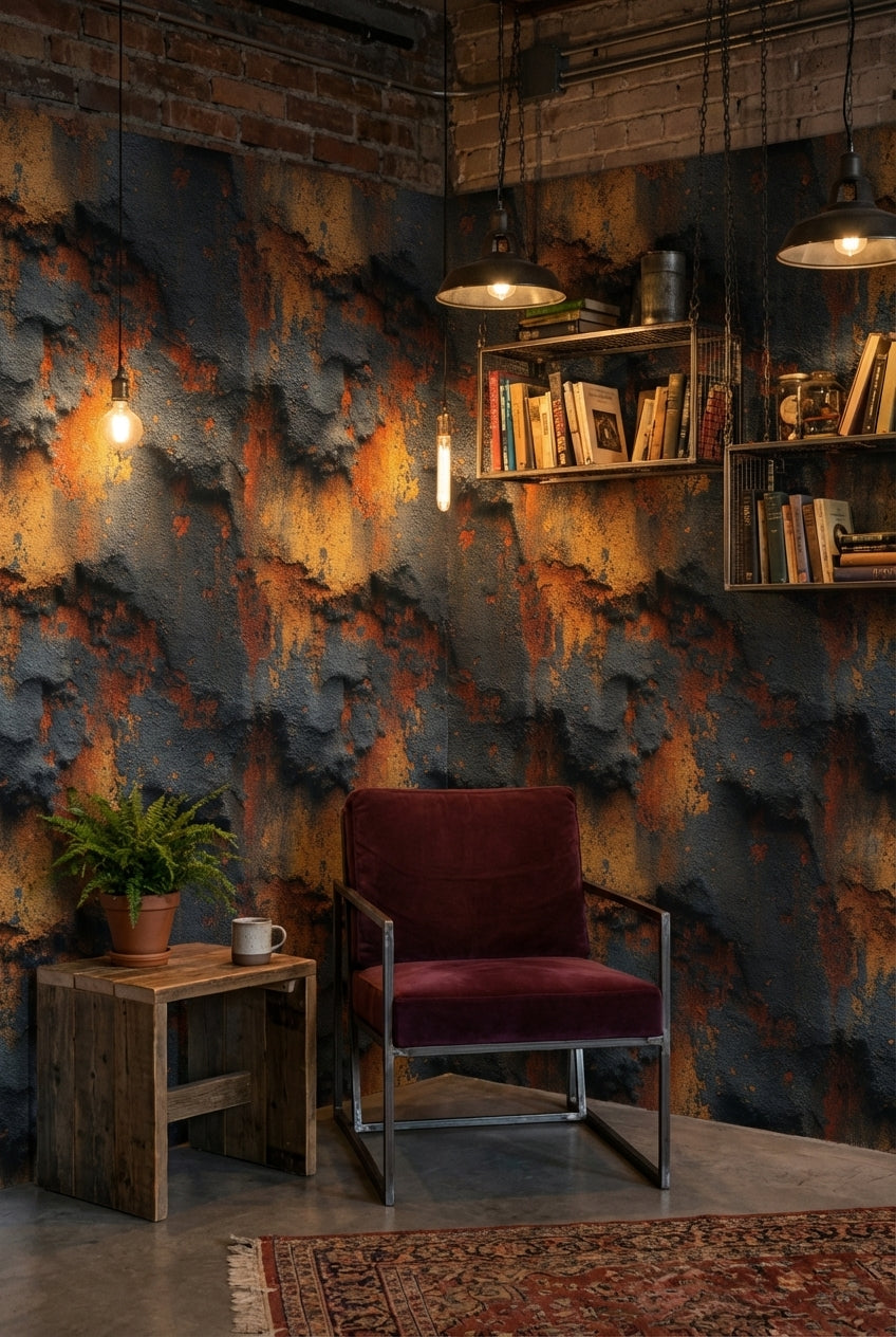 Industrial Texture Wallpaper Rust Dark Wall Mural
