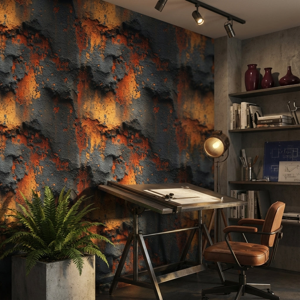 Industrial Texture Wallpaper Rust Dark Wall Mural