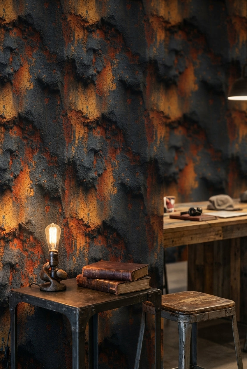 Industrial Texture Wallpaper Rust Dark Wall Mural