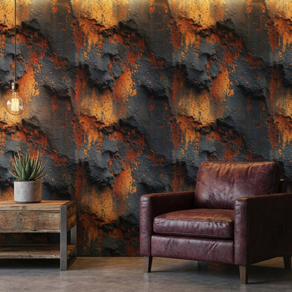 Industrial Texture Wallpaper Rust Dark Wall Mural