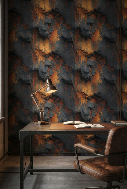 Industrial Texture Wallpaper Rust Dark Wall Mural
