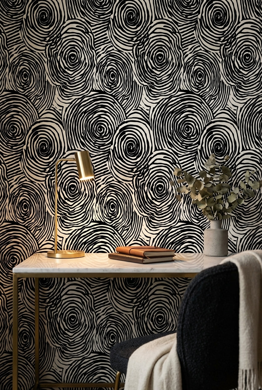Geometric Wallpaper Black And White Removable Abstract Wall Mural