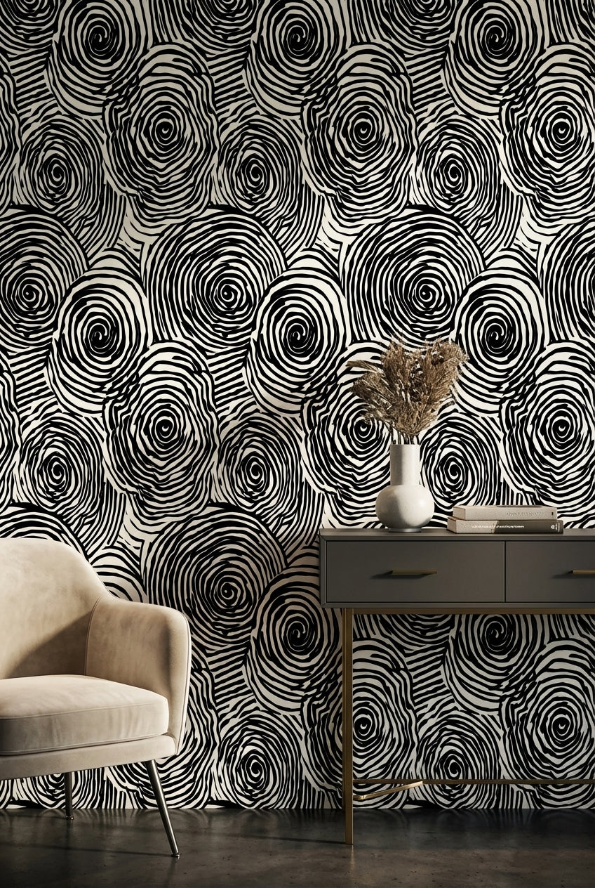 Geometric Wallpaper Black And White Removable Abstract Wall Mural