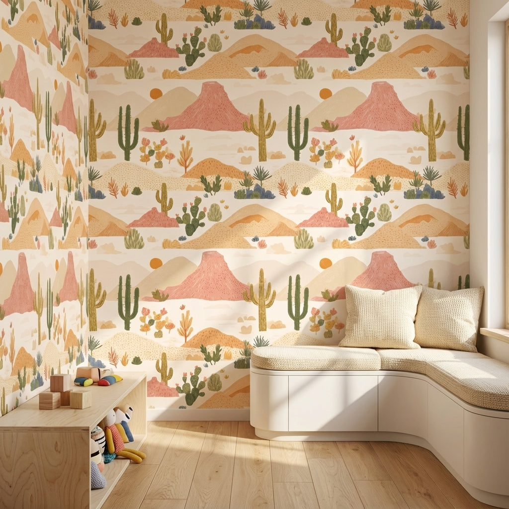 Beige Desert Landscape Kids Wallpaper