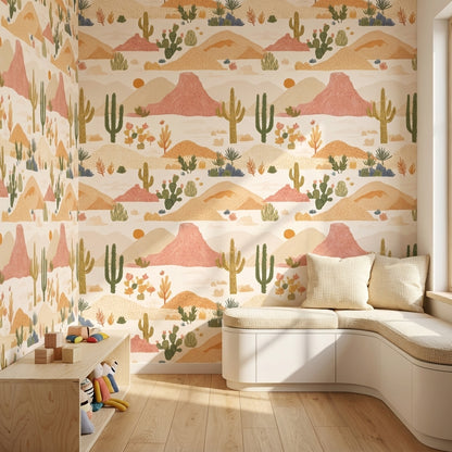 Beige Desert Landscape Kids Wallpaper