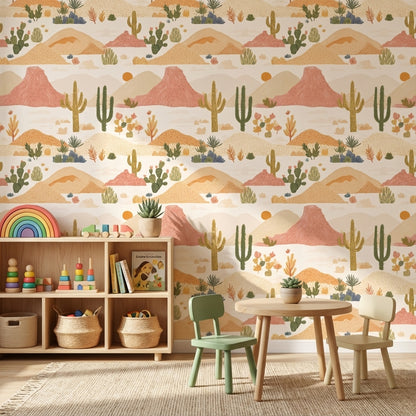 Beige Desert Landscape Kids Wallpaper