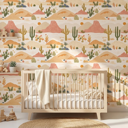 Beige Desert Landscape Kids Wallpaper
