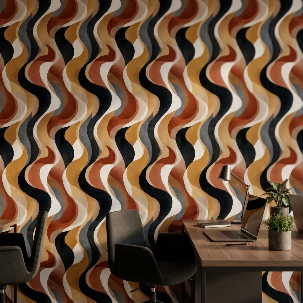 Dark Multicolor Wavy Abstract Wallpaper
