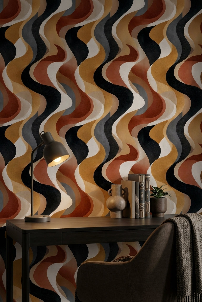 Dark Multicolor Wavy Abstract Wallpaper