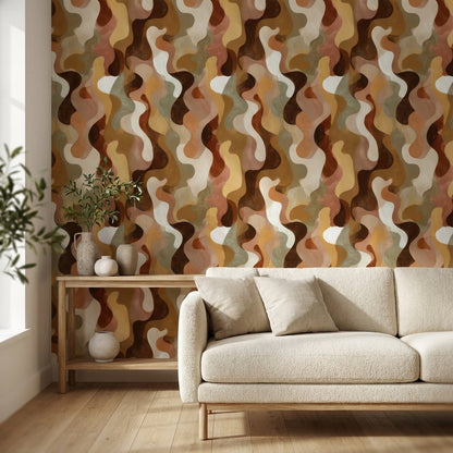 Warm Earth Tones Abstract Curves Wallpaper