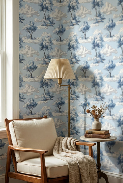 Sky Blue Tree and Cloud Scenic Wallpaper