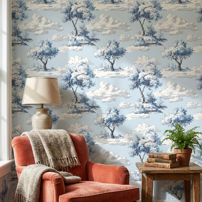 Sky Blue Tree and Cloud Scenic Wallpaper