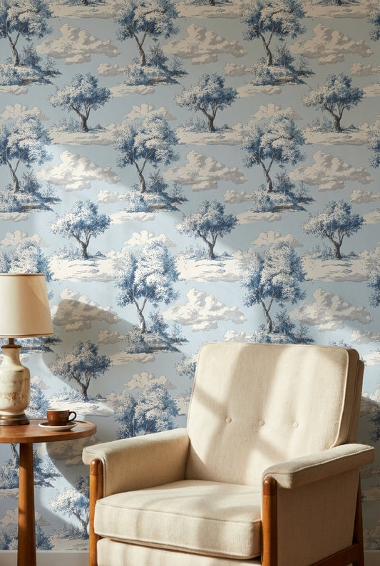 Sky Blue Tree and Cloud Scenic Wallpaper