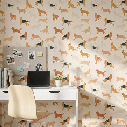 Cream Playful Pets Pattern Wallpaper