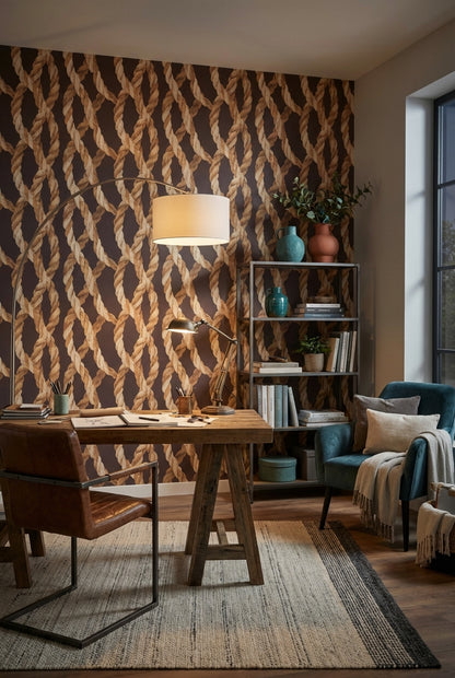 Dark Rope Pattern Geometric Wallpaper