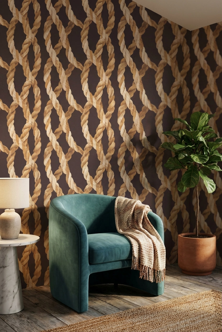 Dark Rope Pattern Geometric Wallpaper