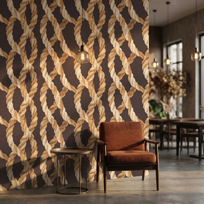 Dark Rope Pattern Geometric Wallpaper