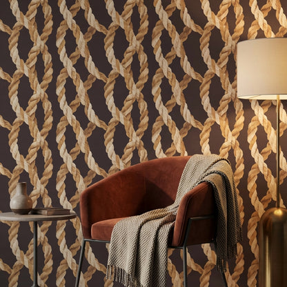 Dark Rope Pattern Geometric Wallpaper