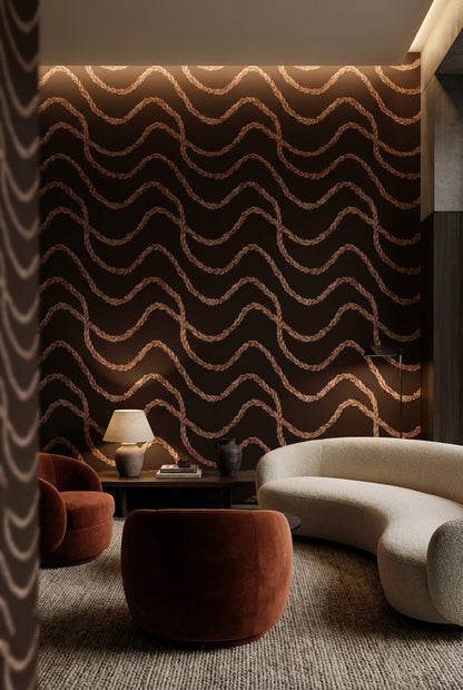 Dark Chocolate Brown Braided Rope Abstract Wallpaper