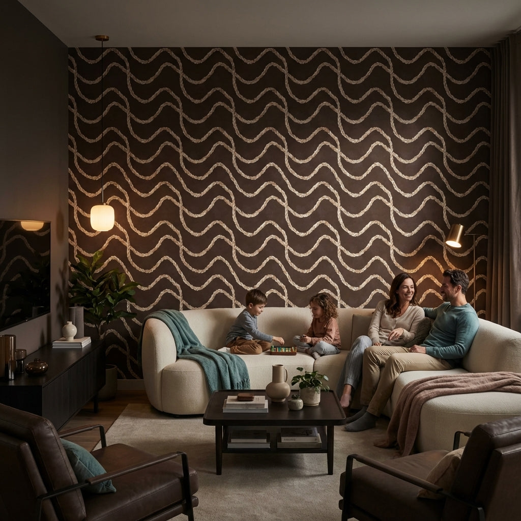 Dark Chocolate Brown Braided Rope Abstract Wallpaper