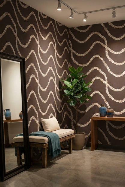 Dark Chocolate Brown Braided Rope Abstract Wallpaper