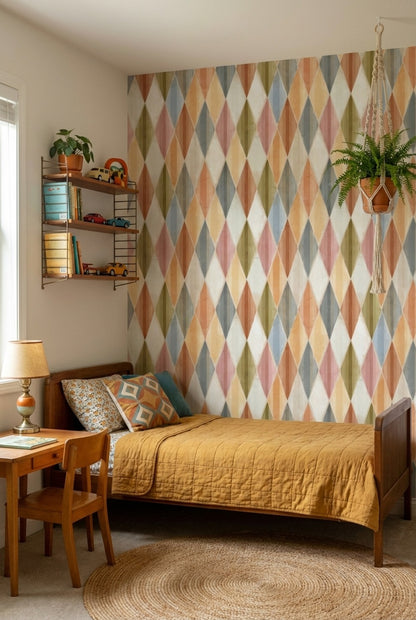 Multicolor Diamond Geometric Pattern Wallpaper