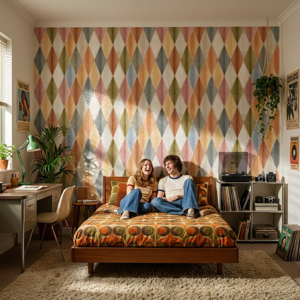 Multicolor Diamond Geometric Pattern Wallpaper