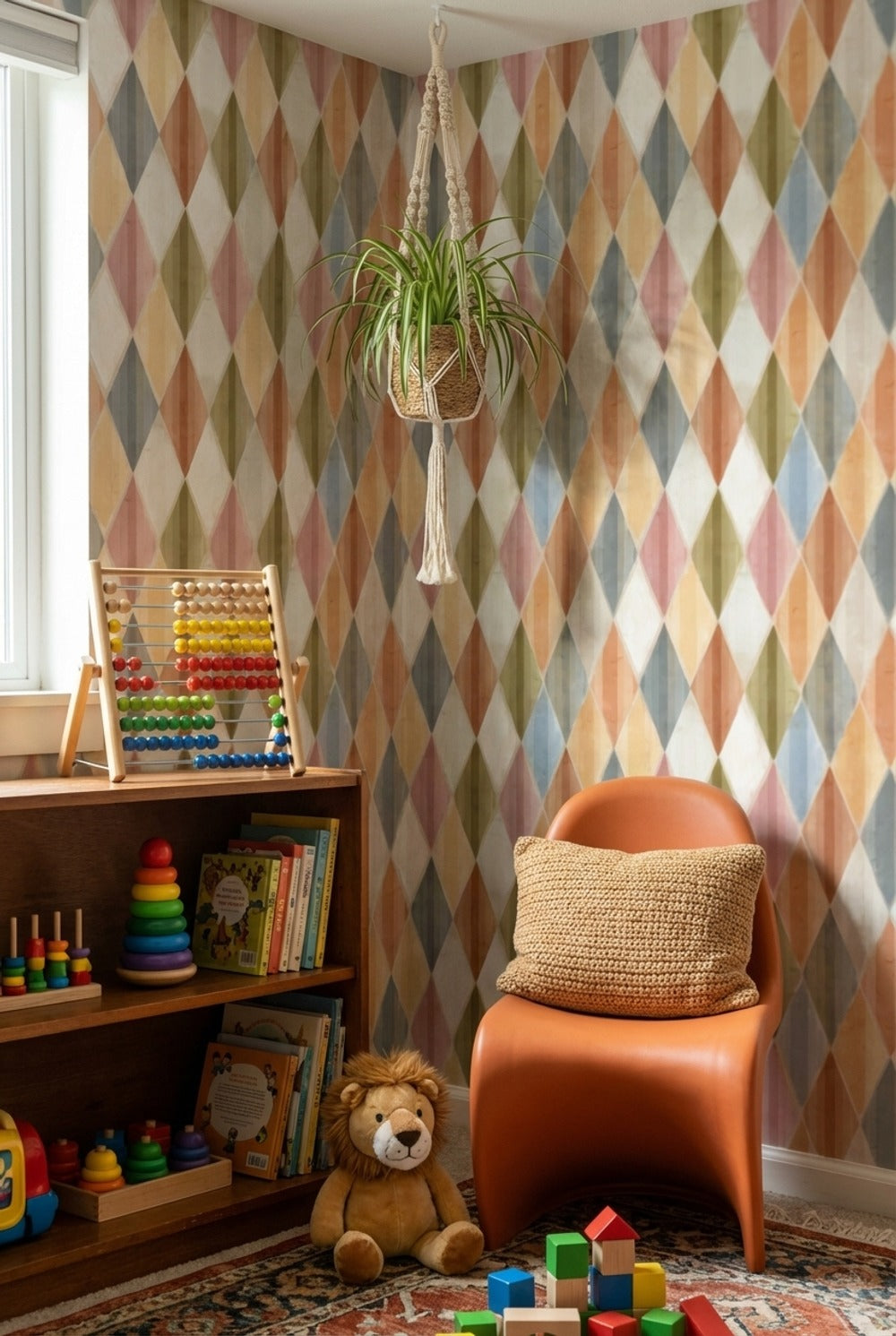 Multicolor Diamond Geometric Pattern Wallpaper