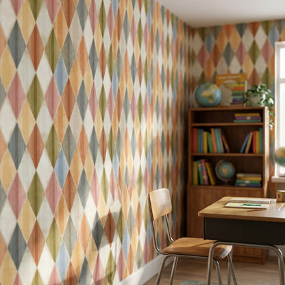 Multicolor Diamond Geometric Pattern Wallpaper