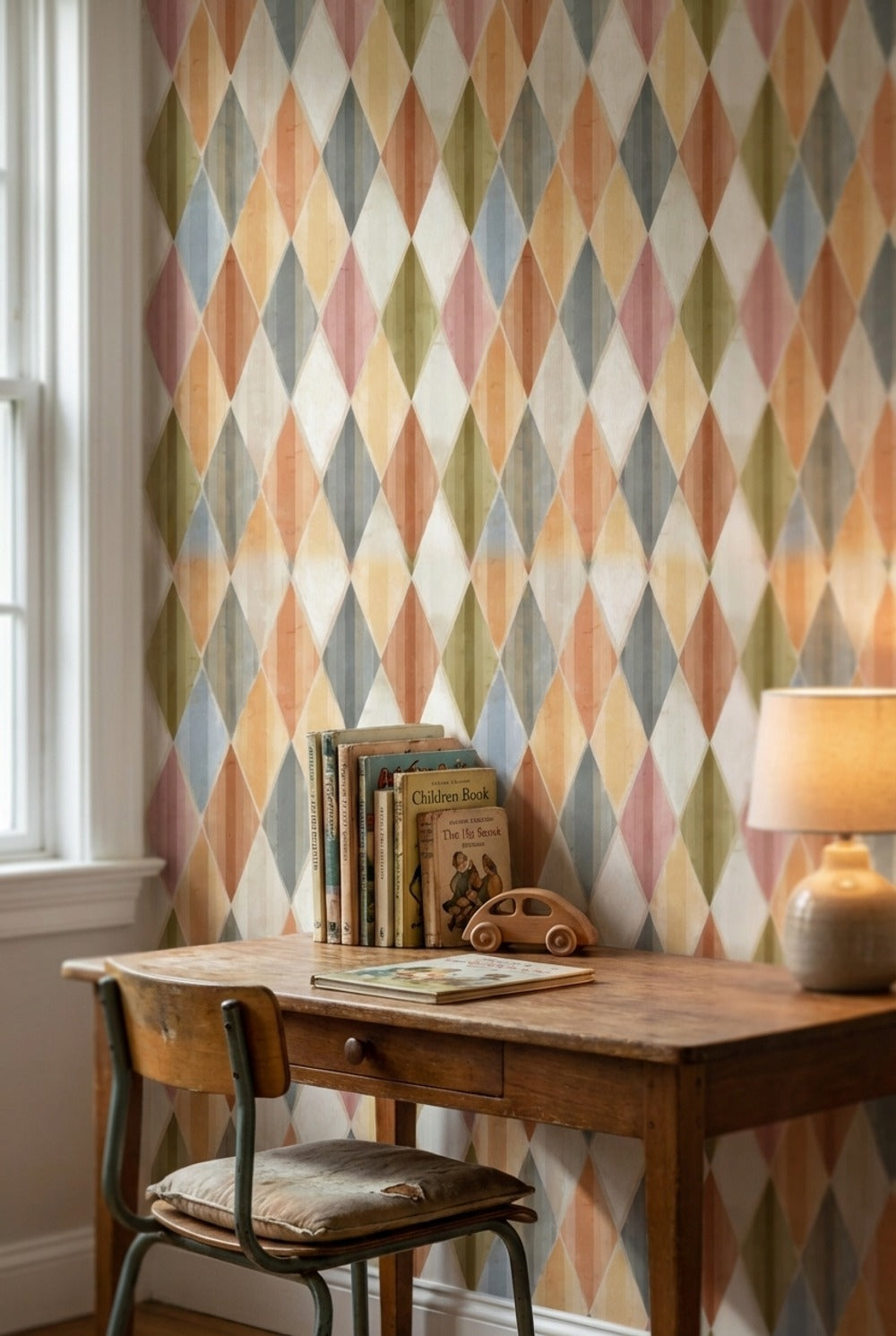 Multicolor Diamond Geometric Pattern Wallpaper