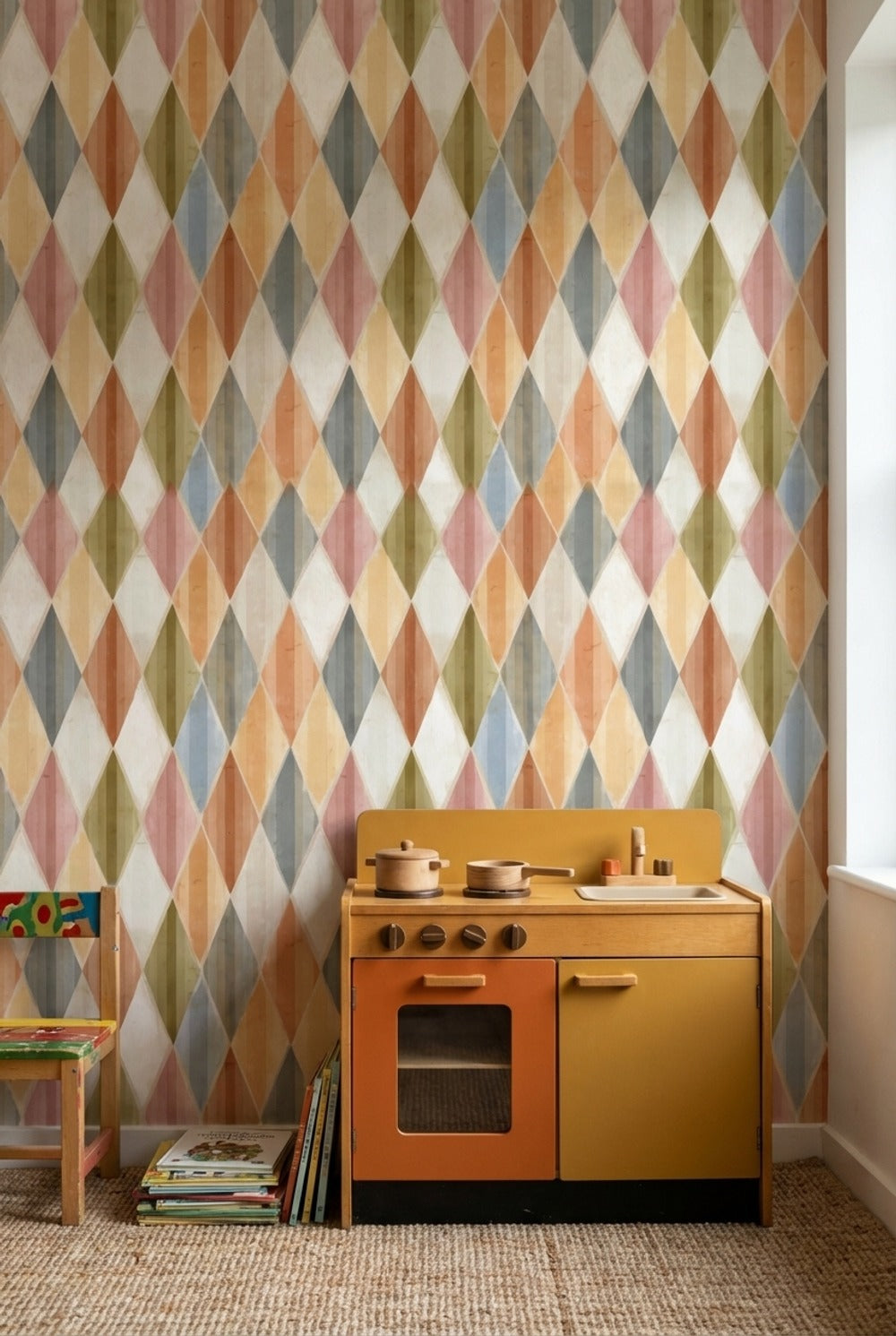 Multicolor Diamond Geometric Pattern Wallpaper