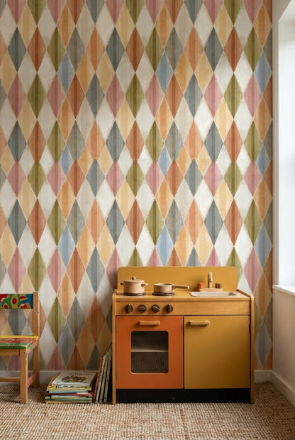 Multicolor Diamond Geometric Pattern Wallpaper
