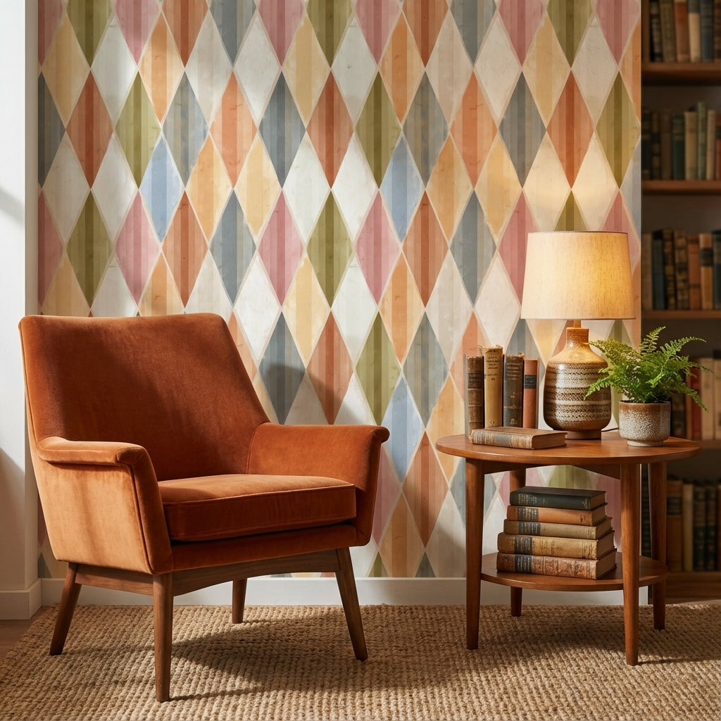 Multicolor Diamond Geometric Pattern Wallpaper
