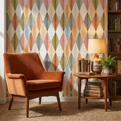 Multicolor Diamond Geometric Pattern Wallpaper