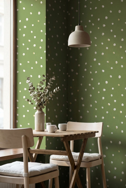 Olive Green Abstract Dot Pattern Wallpaper