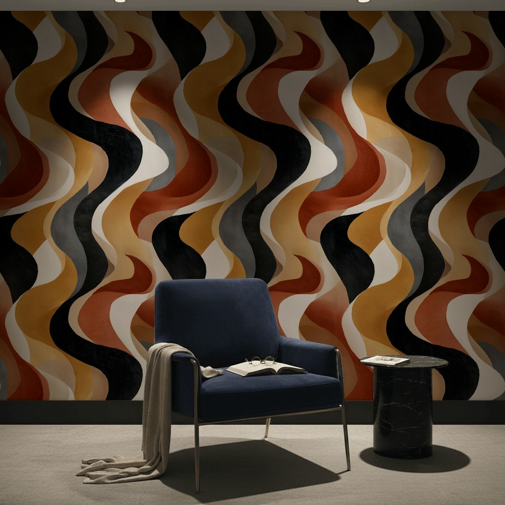 Dark Multicolor Wavy Abstract Wallpaper