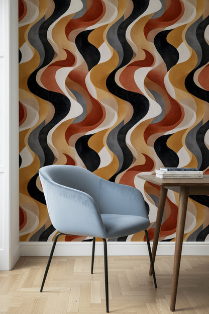 Dark Multicolor Wavy Abstract Wallpaper