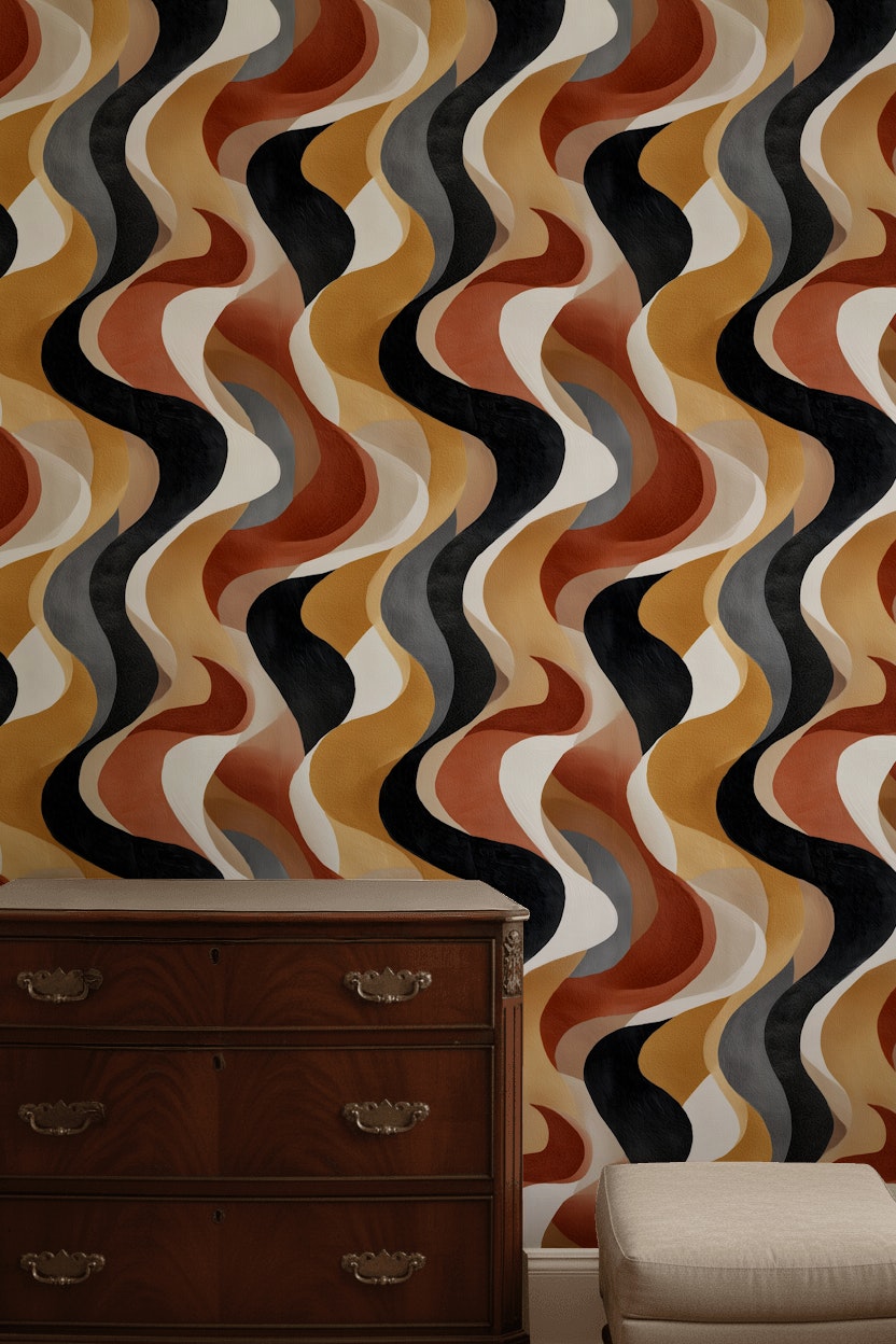 Dark Multicolor Wavy Abstract Wallpaper