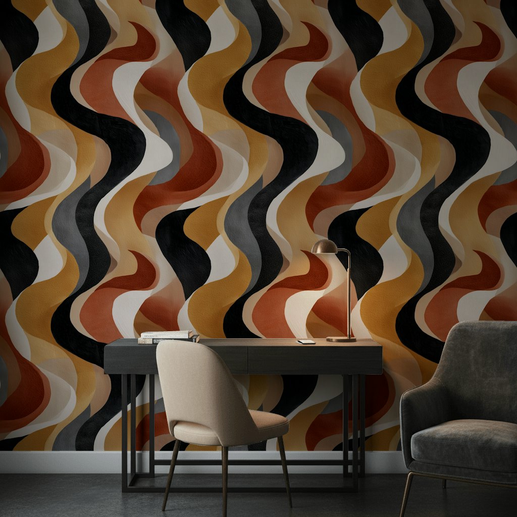 Dark Multicolor Wavy Abstract Wallpaper