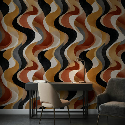 Dark Multicolor Wavy Abstract Wallpaper