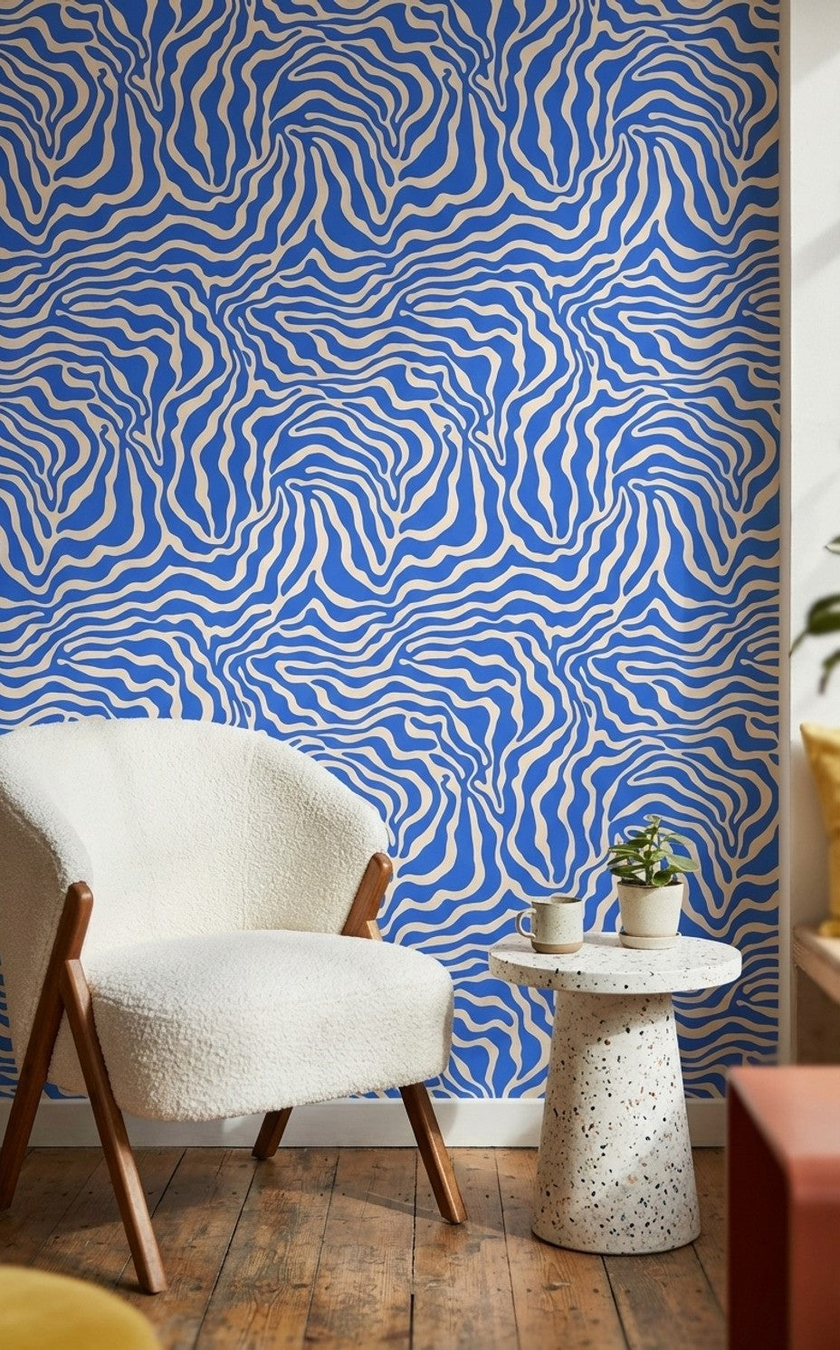 Vibrant Blue Abstract Wave Pattern Wallpaper
