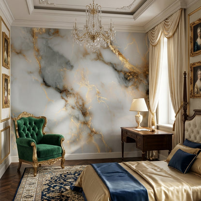 Marble Wallpaper Golden Look  Veining Elegant Wall Mural