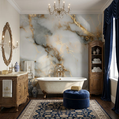 Marble Wallpaper Golden Look  Veining Elegant Wall Mural