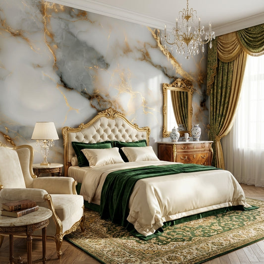 Marble Wallpaper Golden Look  Veining Elegant Wall Mural